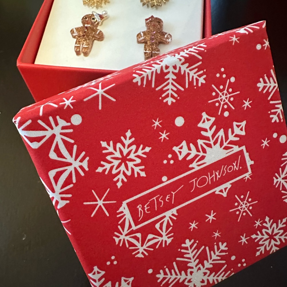 NEW IN BOX! Gingerbread Betsy Johnson Earrings - Picture 2 of 6